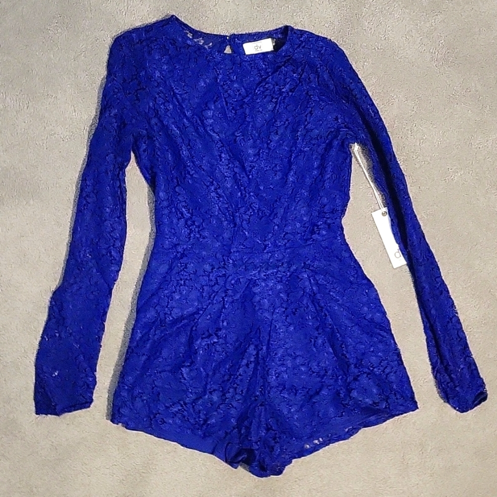 Blue lace romper